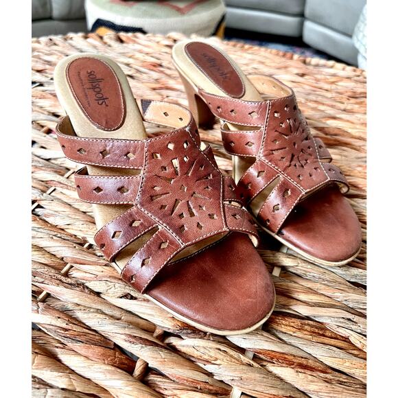 Softspots Slide Leather-Upper Sandals, Sz 8 - Picture 1 of 6